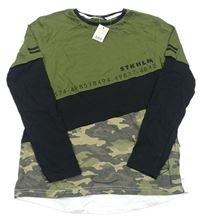 Khaki-černo-army triko s nápisem George