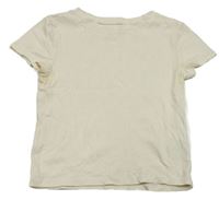 Krémové žebrované crop tričko H&M
