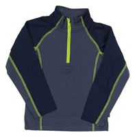 Tmavomodro-melírovaná sportovní funkční mikina