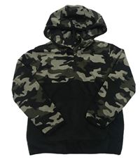 Černo-šedá fleecová mikina s army vzorem a kapucí Matalan