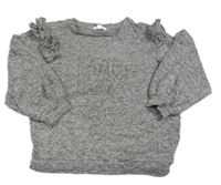 Šedá melírovaná úpletová mikina s volánky zn. River Island