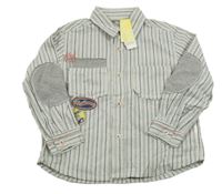 Nové - Světlešedo-modrá pruhovaná košile s nášivkami Fagottino