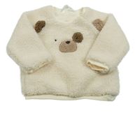 Krémová huňatá podšitá propínací mikina s medvědem Mayoral