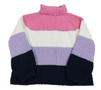 Růžovo-bílo-lila svetrový rolák M&S