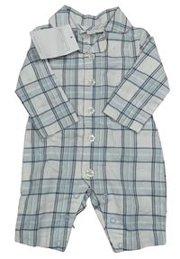 Nové - Bílo-světlemodrý kostkovaný overal The Little White Company