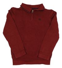 Vínový polo svetr s výšivkou F&F