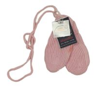 Nové - Růžové pletené palcové rukavice na šňůře