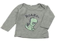 Šedé melírované triko s dinosaurem