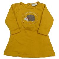 Hořčicové teplákové šaty s ježkem