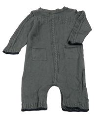 Tmavošedý pletený overal s copánkovým vzorem