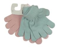 Nové - 2x prstové rukavice - růžové + tyrkysové Dunnes