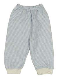 Bílo-světlemodré vzorované pyžamové kalhoty