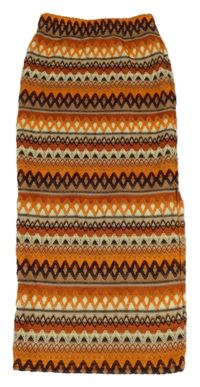 Hnědo-oranžovo-béžová vzorovaná dlouhá sukně Shein