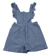 Tmavomodrý melírovaný kraťasový overal s volánky H&M