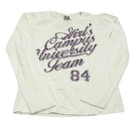 Bílé triko s nápisem s kamínky Zara