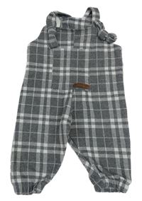 Tmavošedo-šedé kostkované laclové tepláky