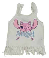 Bílý top s Angel a třásněmi Disney