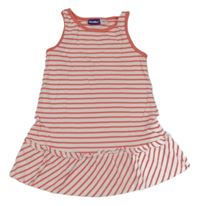 Bílo-lososové pruhované bavlněné šaty Lupilu