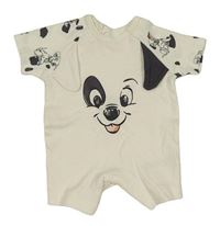 Smetanový bavlněný kraťasový overal s dalmatiny George