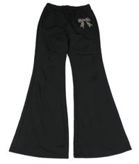 Černé flare tepláky s mašlí Shein