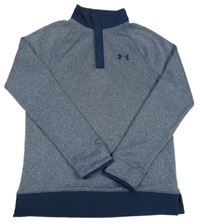 Tmavomodrá melírovaná pletená funkční mikina s logem Under Armour