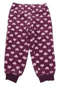 Vínové sametové pyžamové kalhoty se srdíčky H&M