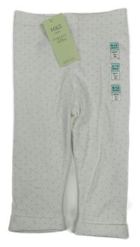 Nové - Bílé puntíkaté lehké tepláky M&S