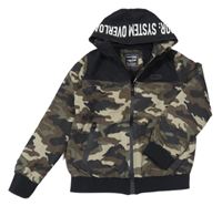 Army-černá šusťáková podzimní bunda s kapucí Chapter Young