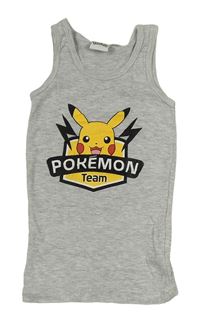 Šedé melírovaný nátělník s Pikachu