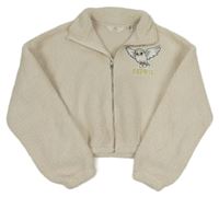 Smetanová huňatá crop bunda s Hedvikou - Harry Potter H&M
