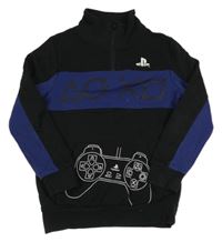 Černo-modrá mikina s pruhem a ovladačem 