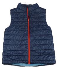 Tmavomodrá šusťáková prošívaná zateplená vesta H&M