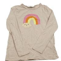 Pudrové triko s duhou a mrakem H&M
