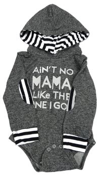 Šedé melírované teplákové body s nápisem a kapucí 