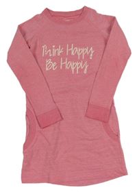 Růžové teplákové šaty s nápisem Alive