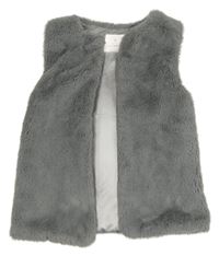 Tmavošedá kožešinová podšitá vesta Primark