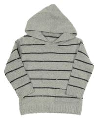 Šedý pruhovaný svetr s kapucí Matalan
