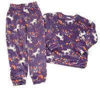 Fialové plyšové pyžamo s jednorožci Next