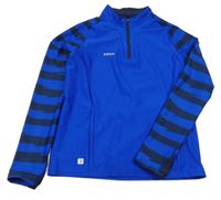 Modrá sportovní funkční mikina s pruhovanými rukávy Decathlon