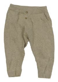 Béžové žebrované pletené lehké tepláky C&A