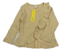 Nové - béžové žebrované triko s volánkem shein