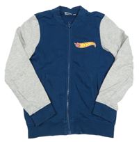 Tmavomodro-šedá propínací mikina s HotWheels 