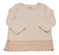 Světlerůžové žebrované triko s krajkou Pepperts