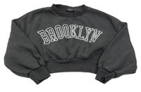 Tmavošedá crop mikina s nápisem Primark