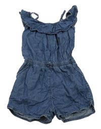 Tmavomodrý lehký kraťasový overal riflového vzhledu Page one young