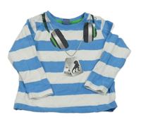 Modro-bílé pruhované triko se sluchátky Dopodopo