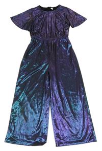 Fialovo-zelený lesklý kalhotový overal Tu