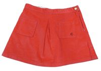 Korálová manšestrová sukně s kapsami