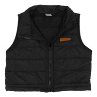 Černá šusťáková lehce zateplená vesta s nášivkou shein