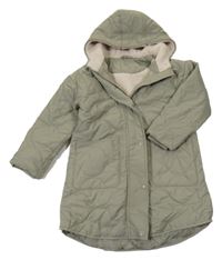 Nové - khaki prošívaná zateplená šusťáková bunda s kapucí dunnes